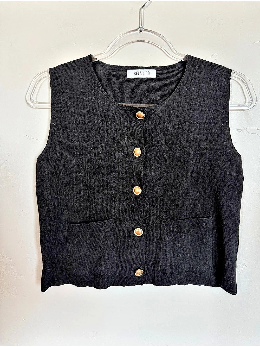 Black Button-Front Sweater Vest